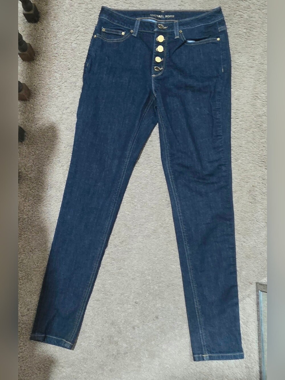 Michael Kors Dark Blue Skinny Jeans with Button-Fly